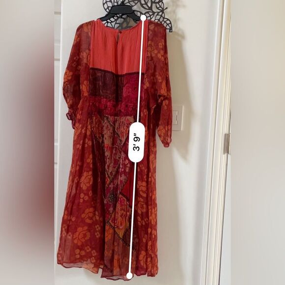 Soft Surroundings Cavatina Smocked Crinkle Chiffon Midi Dress in Red Multi NWOT - Picture 11 of 15